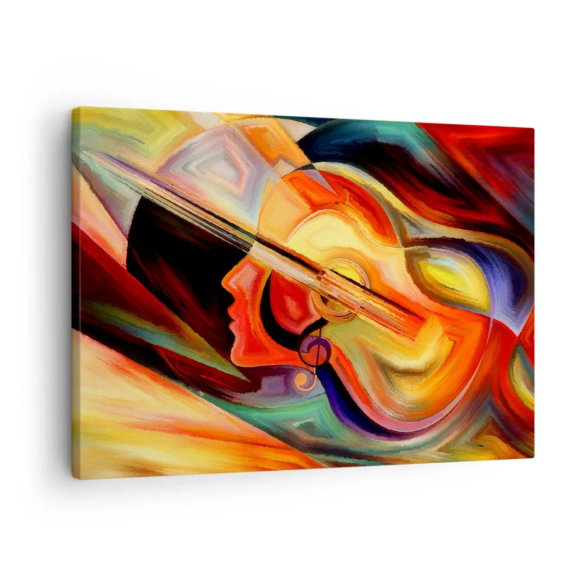 Bild auf Leinwand - Leinwandbild - Bunte Abstraktion, inspiriert von Musik und Gitarre - 70x50cm - Alles ist gut - Moderne Wanddekoration für Wohnzimmer und Schlafzimmer ARTTOR