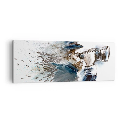 Bild auf Leinwand - Leinwandbild - Ein Kapitän mit Fernglas in einer dynamischen Aquarellszene - 140x50cm - Zehn auf der Beaufort-Skala! - Moderne Wanddekoration für Wohnzimmer und Schlafzimmer ARTTOR