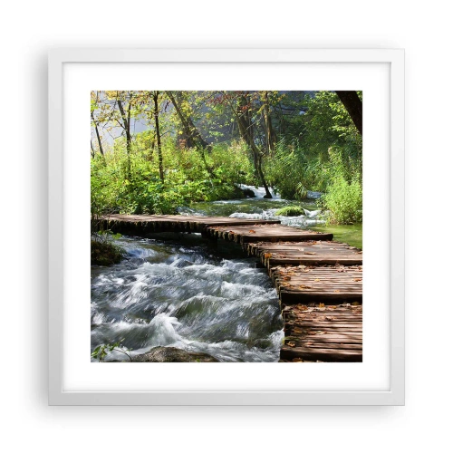 Poster in einem weißen Rahmen - Über der schaumigen Kaskade - 40x40 cm