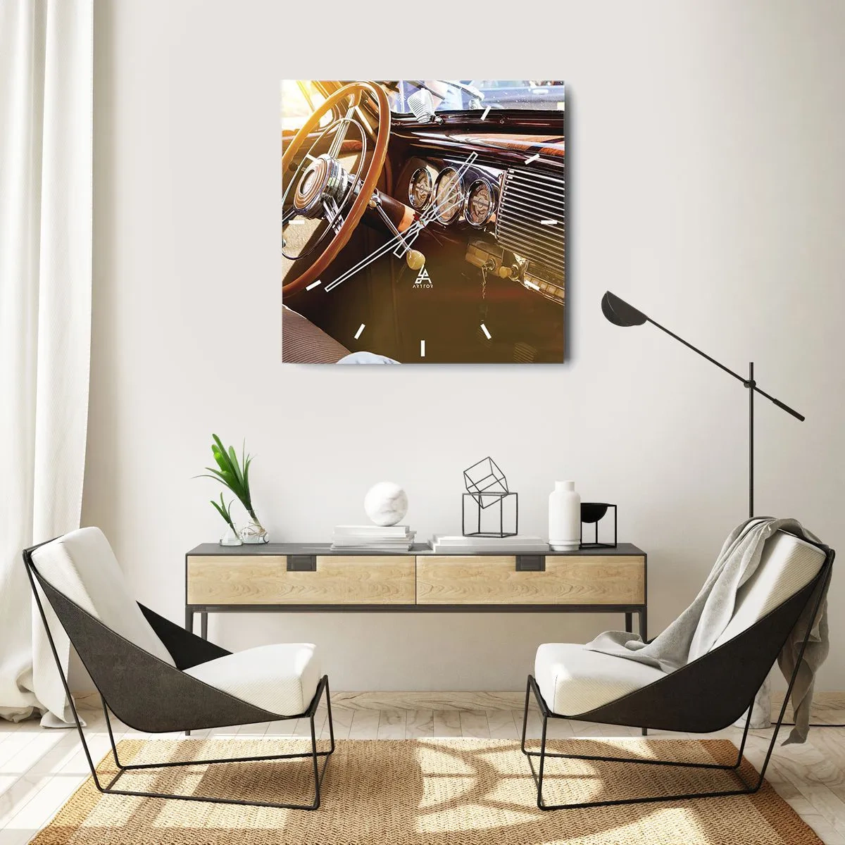 Wanduhr - Glasuhr - Ein Hauch von Luxus aus der Vergangenheit - 40x40 cm