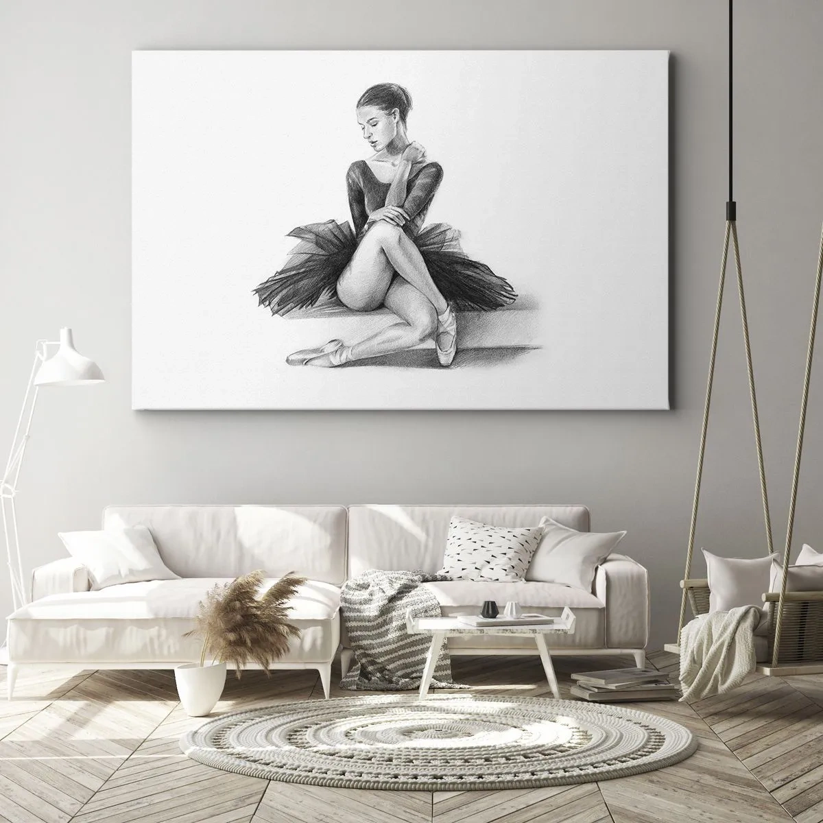 Bild auf Leinwand - Leinwandbild - Eine Skizze einer Ballerina im dezenten, klassischen Stil - 120x80cm - Vom Tanz verzaubert - Moderne Wanddekoration für Wohnzimmer und Schlafzimmer ARTTOR