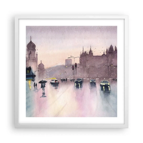 Poster in einem weißen Rahmen - Im regnerischen Dunst - 50x50 cm