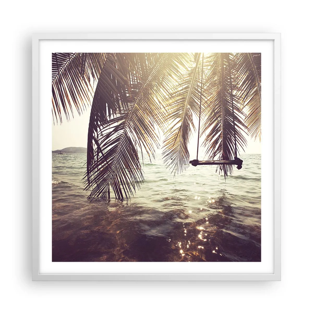 Poster in einem weißen Rahmen - Sie können nach Belieben in den Wolken schwingen - 60x60 cm