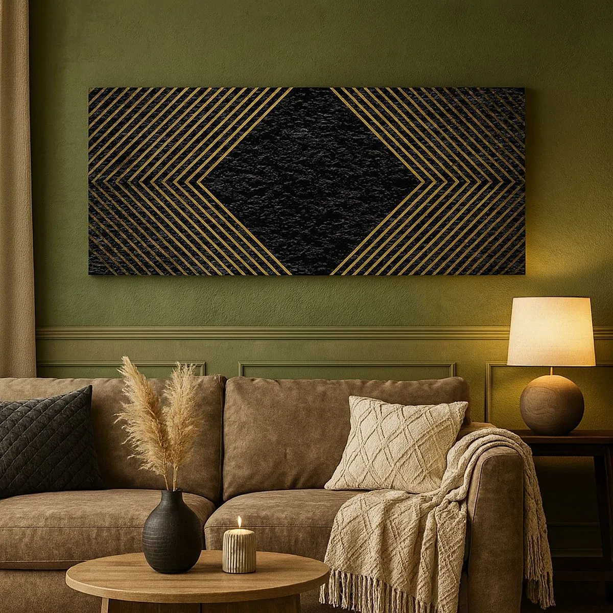 Bild auf Leinwand - Leinwandbild - Geometrie im glamourösen Stil - 100x40 cm