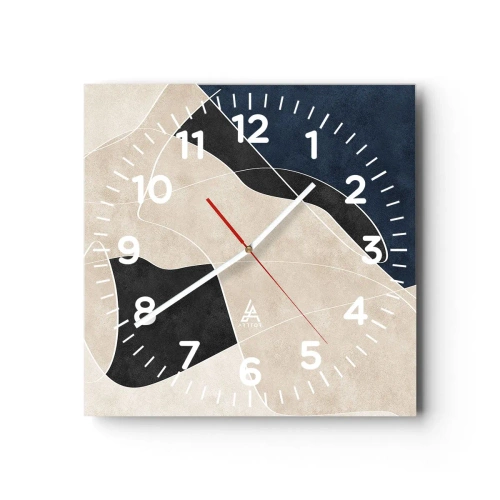 Wanduhr - Glasuhr - Abstrakte Komposition – Farbkontrast - 40x40 cm