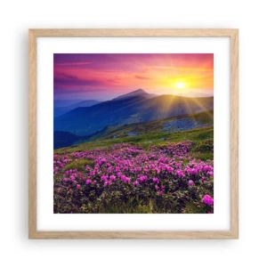 Poster in einem Rahmen aus heller Eiche - … Und drumherum duftet es nach Latschenkiefer und dem Duft von Kräutern - 40x40 cm