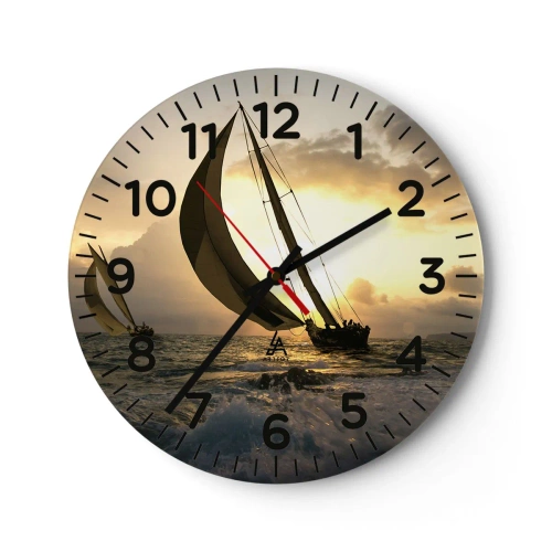 Wanduhr - Glasuhr - Mit dem Wind und gegen den Wind - 30x30 cm