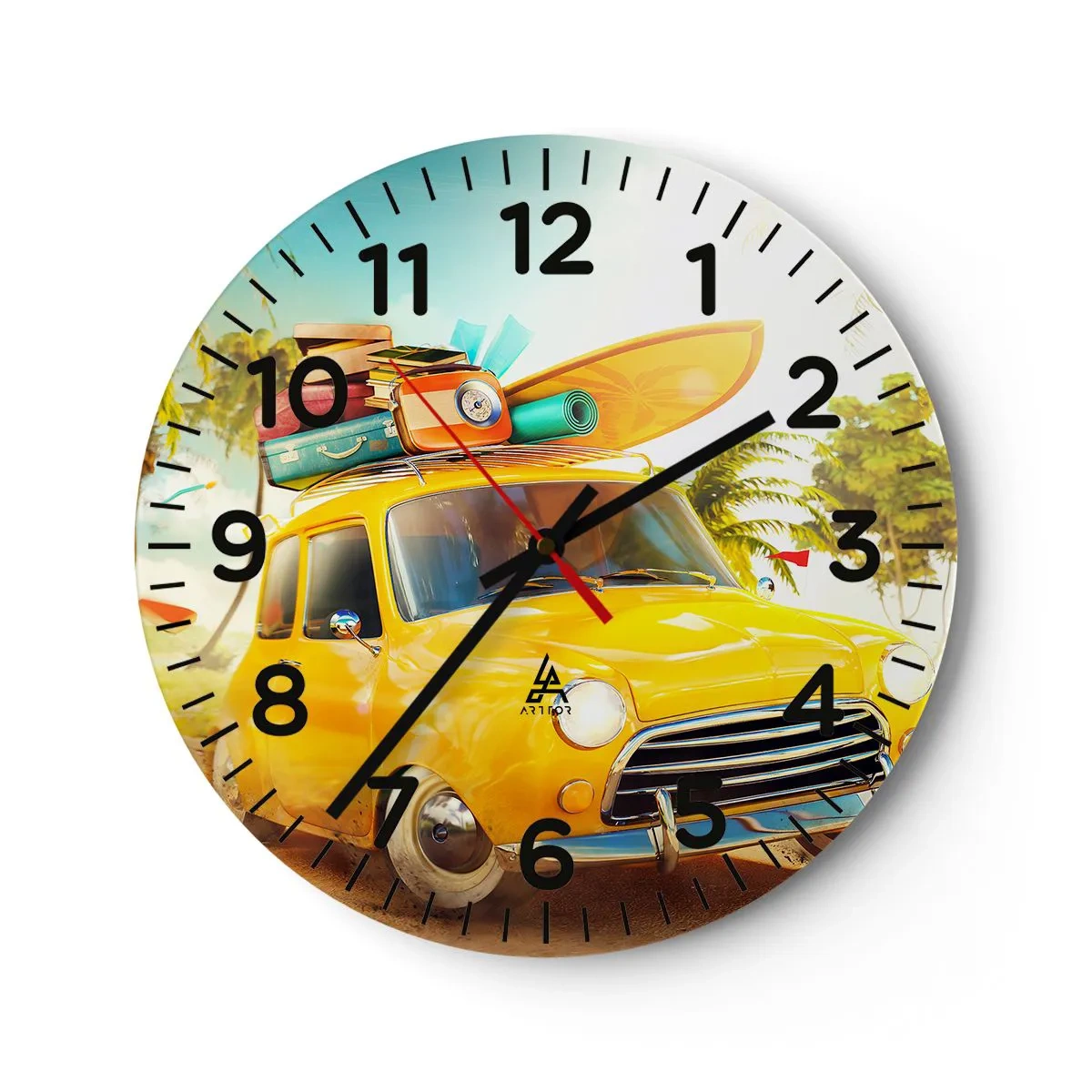 Wanduhr - Glasuhr - Eine Reise für mehr als ein Lächeln - 40x40 cm