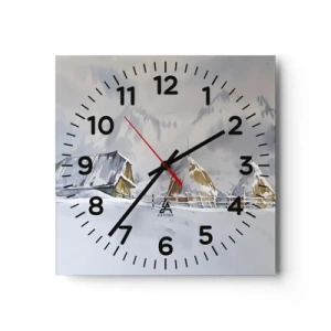 Wanduhr - Glasuhr - In einem verschneiten Talkessel - 30x30 cm