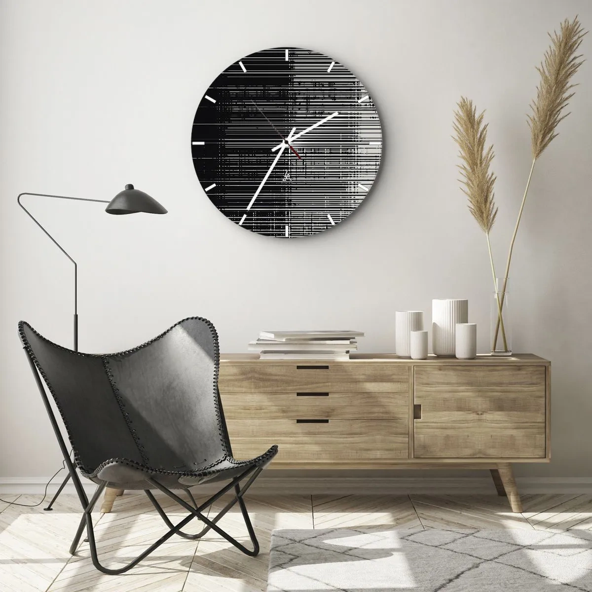 Wanduhr - Glasuhr - Wellen und Vibrationen - 40x40 cm