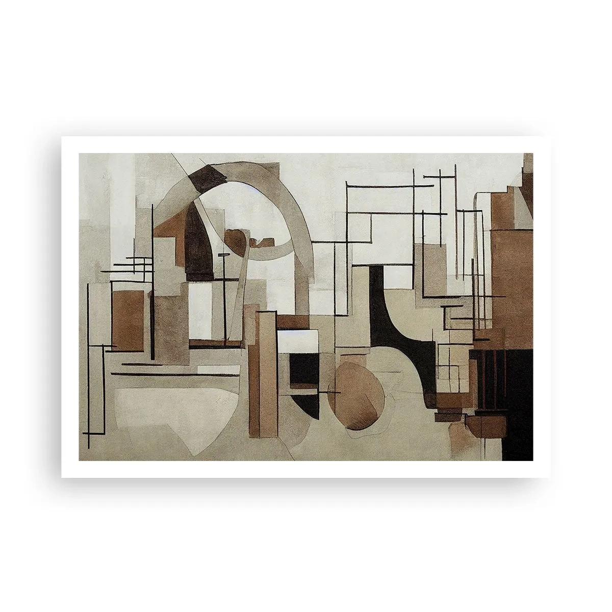 Poster - Architektonische Abstraktion in Beige und Braun - 100x70cm - Stadtbild 2.0 - Moderne Wanddekoration für Wohnzimmer und Schlafzimmer ARTTOR