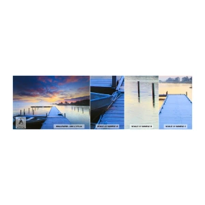 Fototapeten Muster Selbstklebend Deluxe Sticker - Violett-goldene Ruhe - Landschaft, See, Boot - 100x30 cm