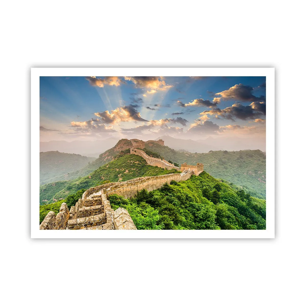 Poster - Die Chinesische Mauer im Sonnenlicht in einer malerischen Landschaft - 100x70cm - Ewige Größe - Moderne Wanddekoration für Wohnzimmer und Schlafzimmer ARTTOR