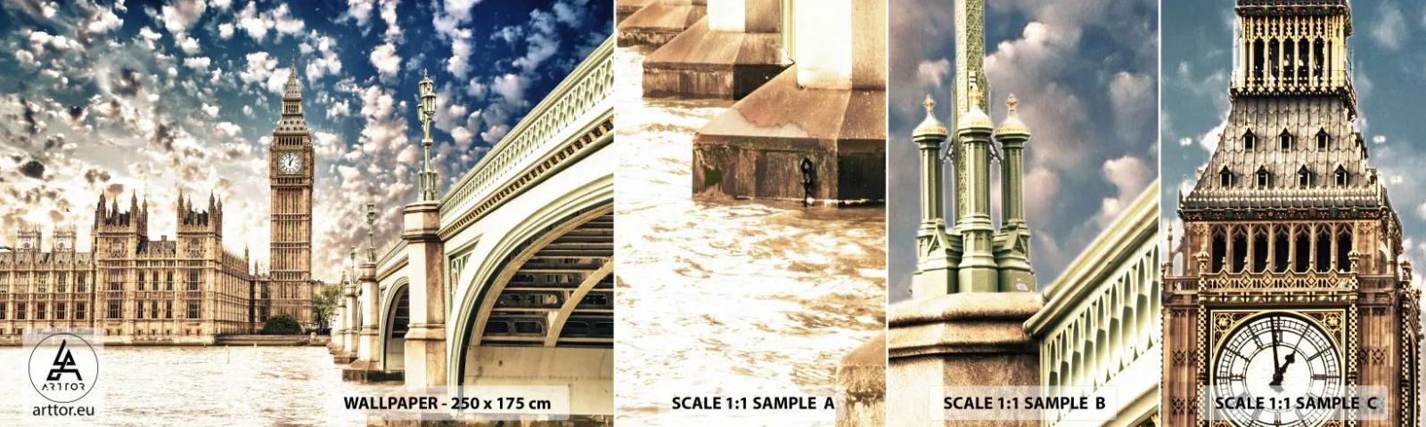 Fototapetenmuster Standard Eco - Federwolken über der Themse - Stadt, London, England - 100x30 cm