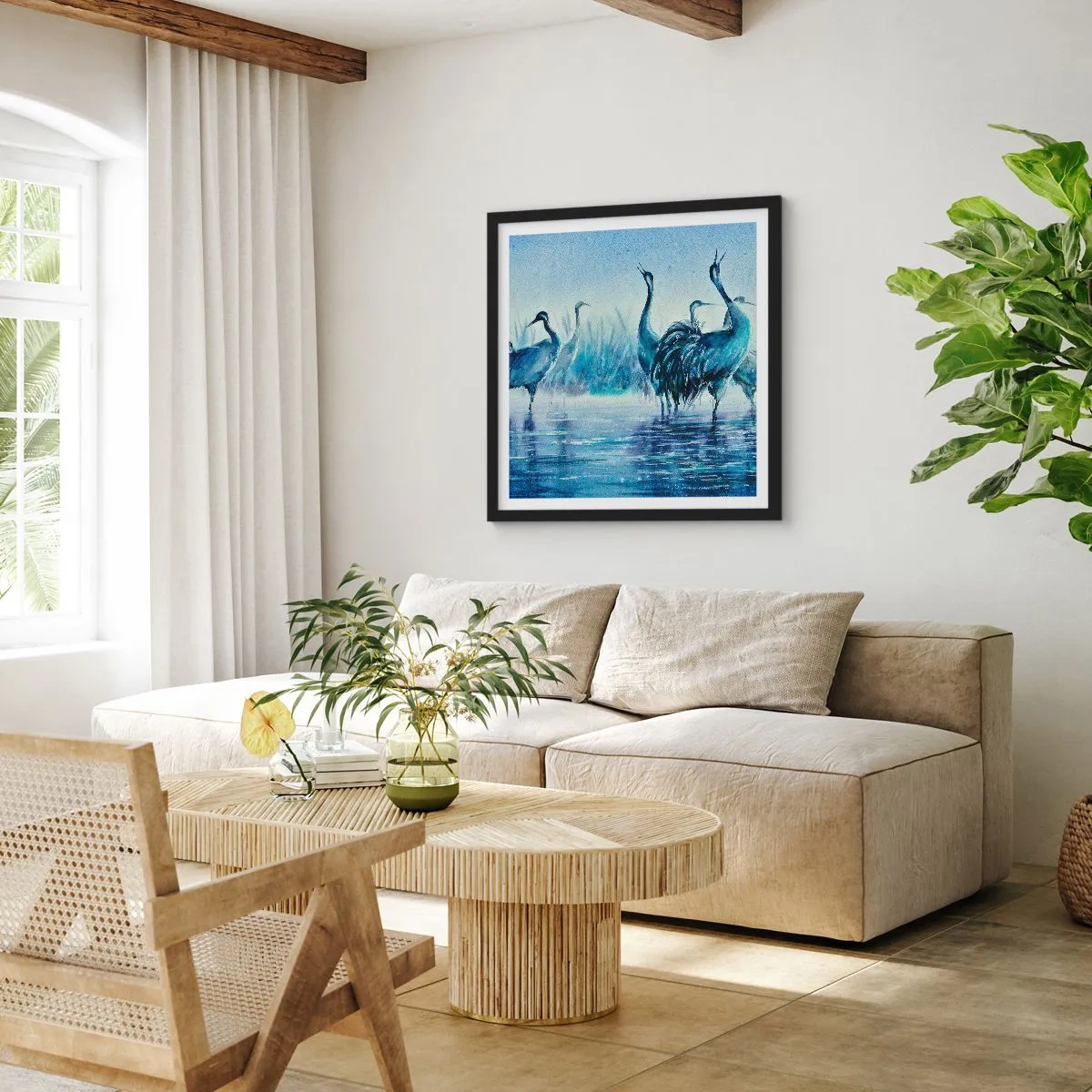 Poster in einem schwarzem Rahmen - Morgentliches Treffen - 30x30 cm