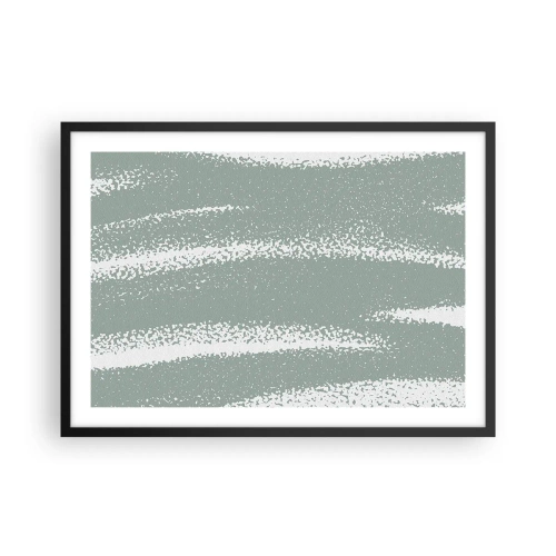 Poster in einem schwarzem Rahmen - Winterwellen in Mint- und Weißtönen - 70x50cm - Abstraktion im Winterklima - Moderne Wanddekoration für Wohnzimmer und Schlafzimmer ARTTOR