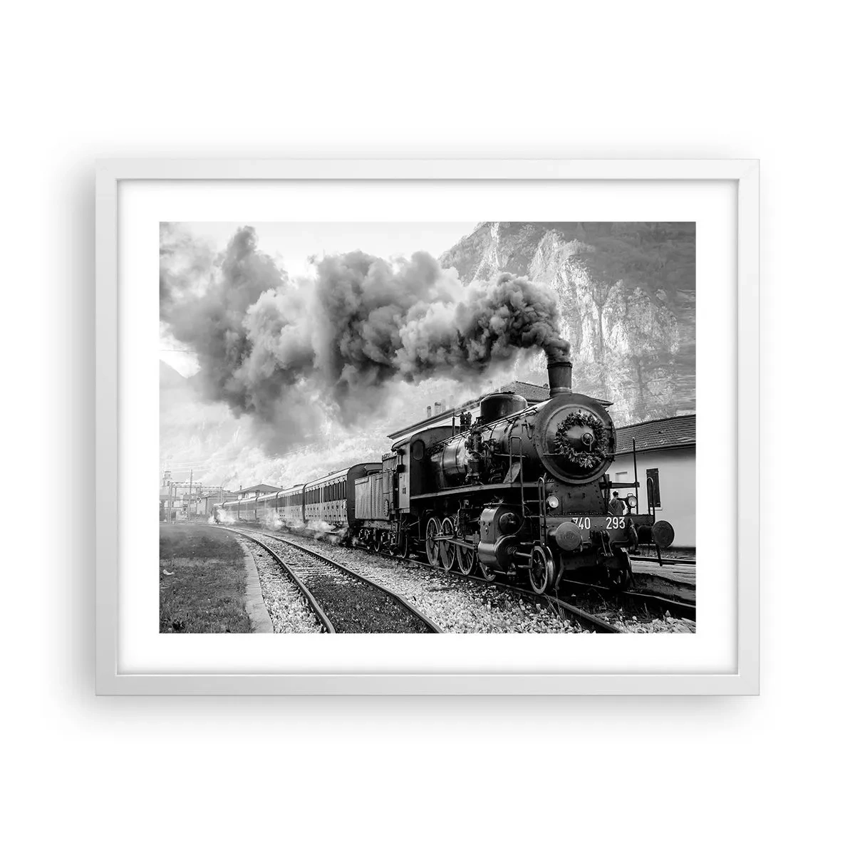 Poster in einem weißen Rahmen - Steht am Bahnhof ... - 50x40 cm