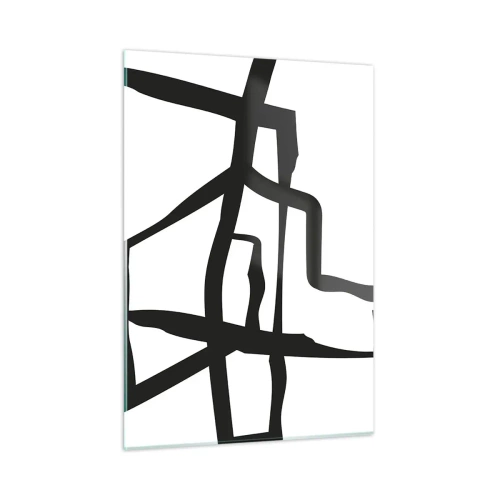 Glasbild - Bild auf glas - Eine abstrakte schwarz-weiße Struktur, die einem Stadtplan ähnelt. - 50x70cm - Schwarz-Weiß-Design - Moderne Wanddekoration für Wohnzimmer und Schlafzimmer ARTTOR