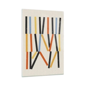 Glasbild - Bild auf glas - Abstrakte Komposition mit farbigen und schwarzen Rechtecken in horizontaler Anordnung - 80x120cm - Komposition auf der Ebene - Moderne Wanddekoration für Wohnzimmer und Schlafzimmer ARTTOR