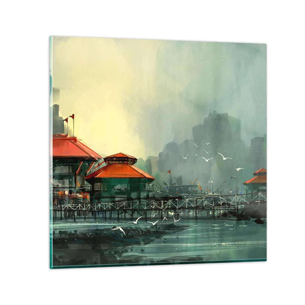 Glasbild - Bild auf glas - Ein sonniger Tag im Hafen - 30x30 cm