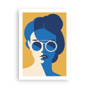 Poster - Abstraktes Porträt einer Frau mit Sonnenbrille - 50x70cm - Urlaubslook - Moderne Wanddekoration für Wohnzimmer und Schlafzimmer ARTTOR