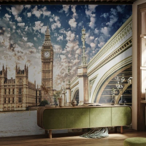 Fototapete Premium Canvas - Federwolken über der Themse - Stadt, London, England - 400x280 cm