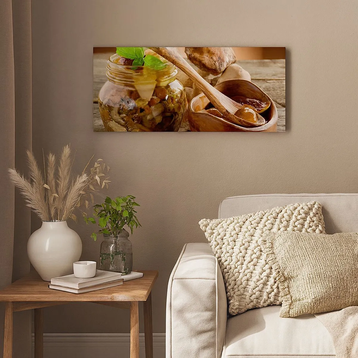 Bild auf Leinwand - Leinwandbild - Ob frisch oder gesalzen, oder in der Herbstsaison ... - 100x40 cm