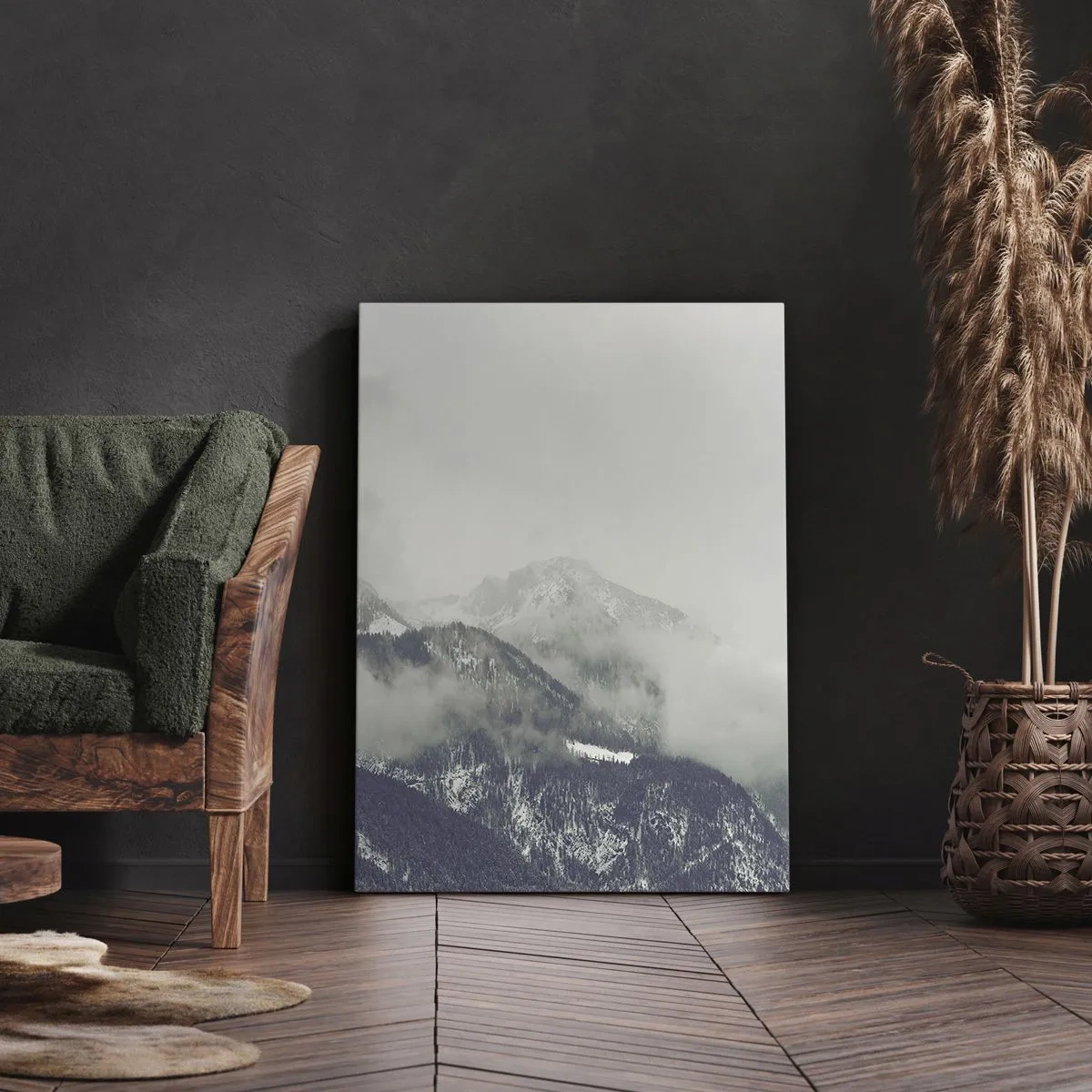 Bild auf Leinwand - Leinwandbild - Nebliges Tal - 45x80 cm