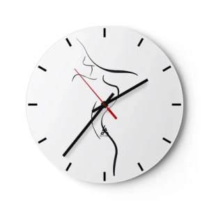 Wanduhr - Glasuhr - Minimalistischer Umriss eines weiblichen Körpers auf weißem Hintergrund - 30x30cm - Flüchtig wie eine Welle - Moderne Wanddekoration für Wohnzimmer, Küche und Schlafzimmer ARTTOR