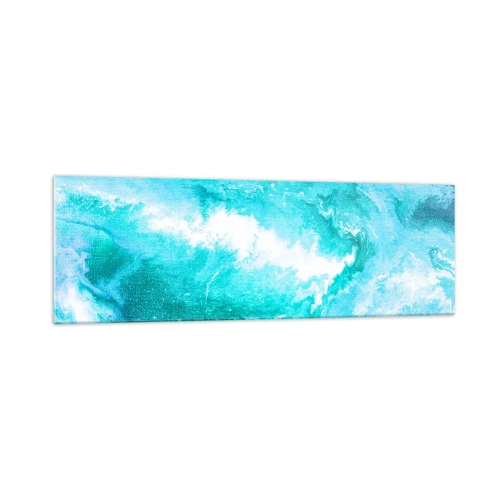 Glasbild - Bild auf glas - Abstrakter Wirbel in Blautönen - 160x50cm - Im Kern des Elements - Moderne Wanddekoration für Wohnzimmer und Schlafzimmer ARTTOR