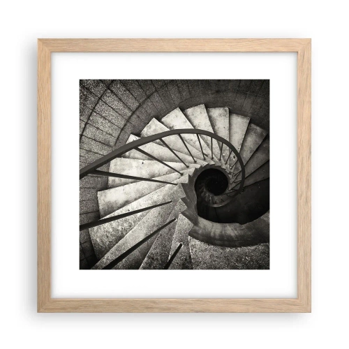 Poster in einem Rahmen aus heller Eiche - Treppe hoch, Treppe runter - 30x30 cm