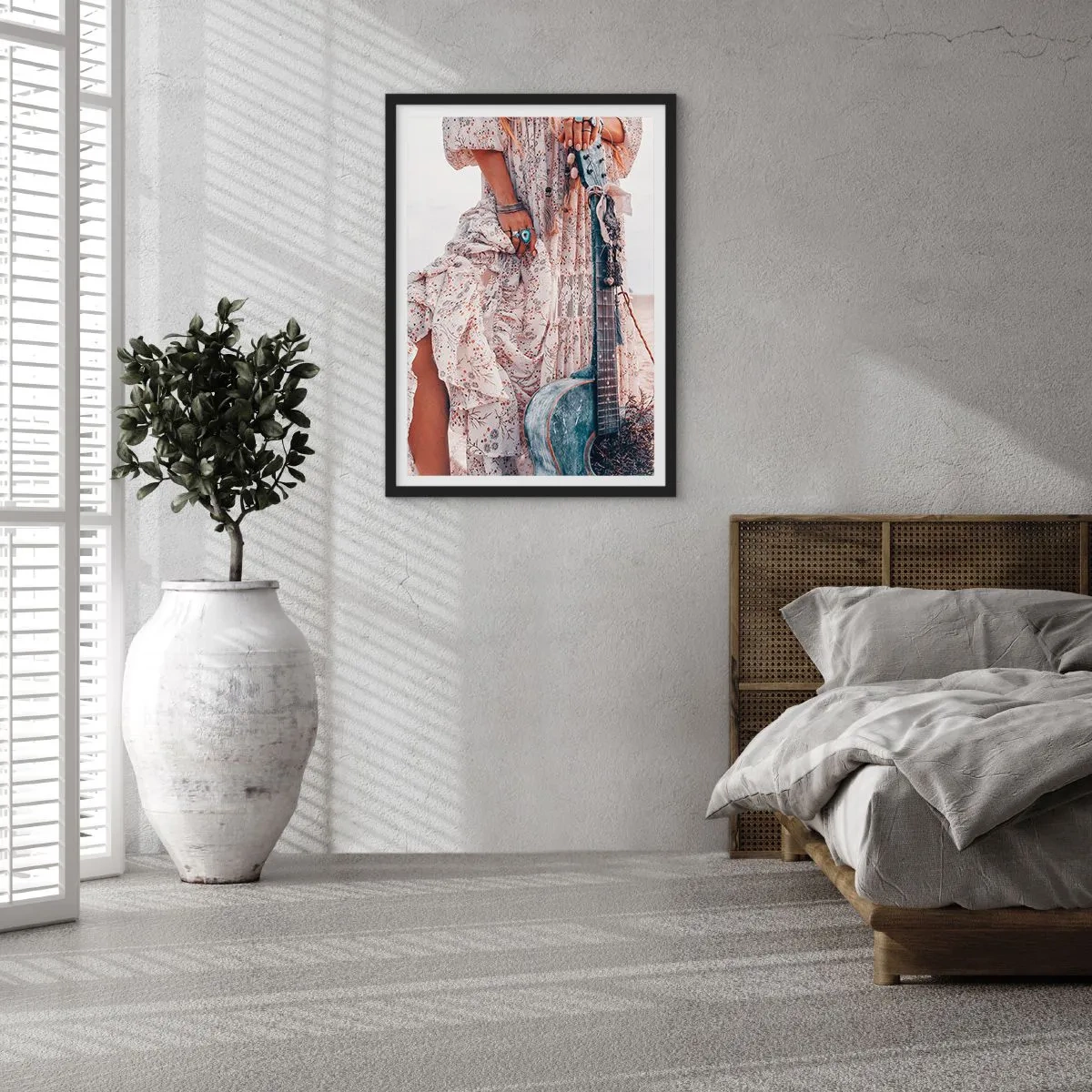 Poster in einem schwarzem Rahmen - Kinderblumen auf dem Weg - 61x91 cm
