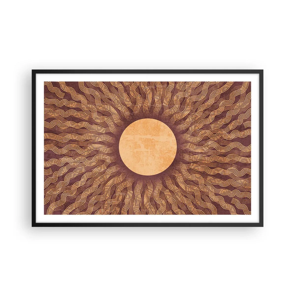 Poster in einem schwarzem Rahmen - Sonnensymbol - 91x61 cm