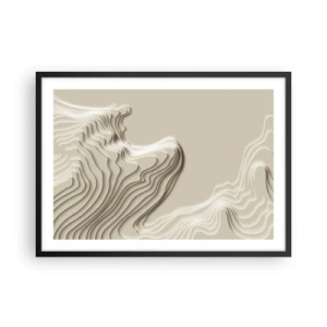 Poster in einem schwarzem Rahmen - Ein abstraktes Muster in Beigetönen mit linearer Wirkung. - 70x50cm - Topographie der Kunst - Moderne Wanddekoration für Wohnzimmer und Schlafzimmer ARTTOR