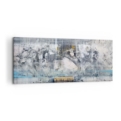 Bild auf Leinwand - Leinwandbild - Abstrakte Komposition in kühlen Tönen - 120x50cm - Wie auf Eis, wie nach Dezember - Moderne Wanddekoration für Wohnzimmer und Schlafzimmer ARTTOR