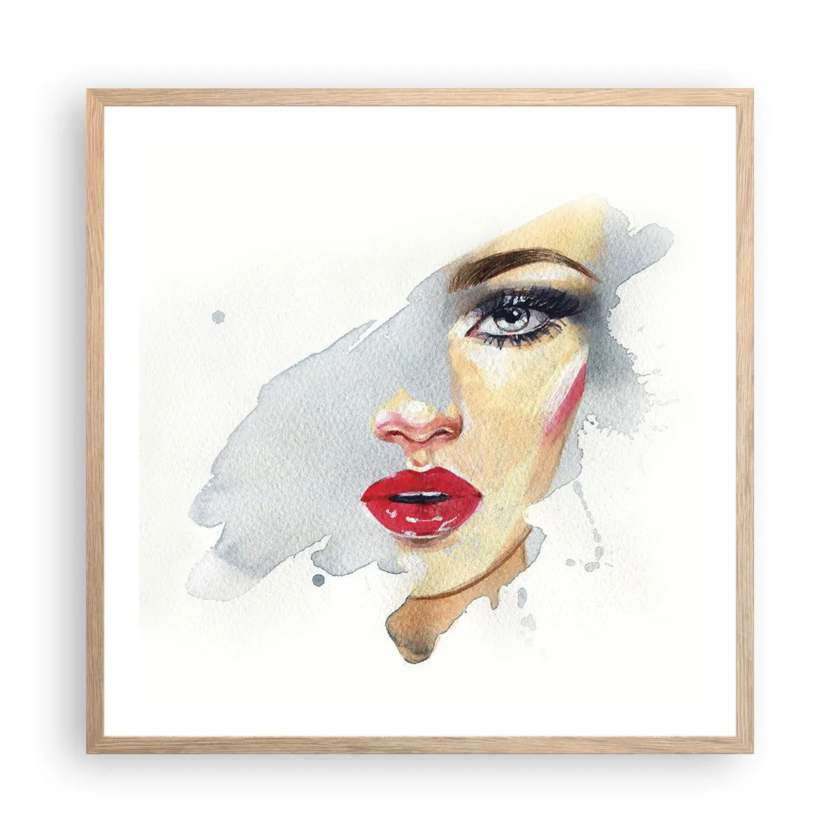 Poster in einem Rahmen aus heller Eiche - Abspiegeln in einem Wassertropfen - 60x60 cm