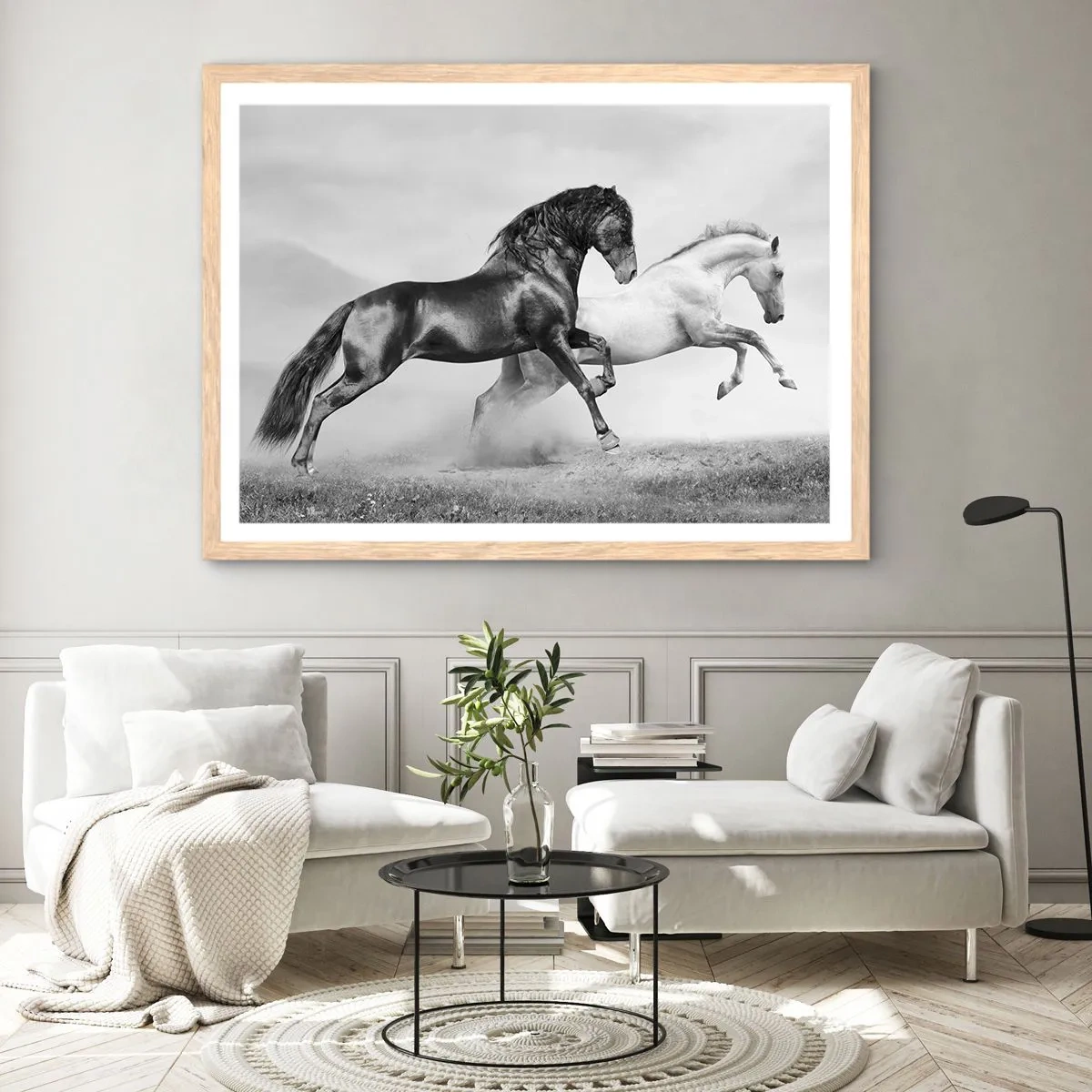 Poster in einem Rahmen aus heller Eiche - Engel und Dämonen - 100x70 cm