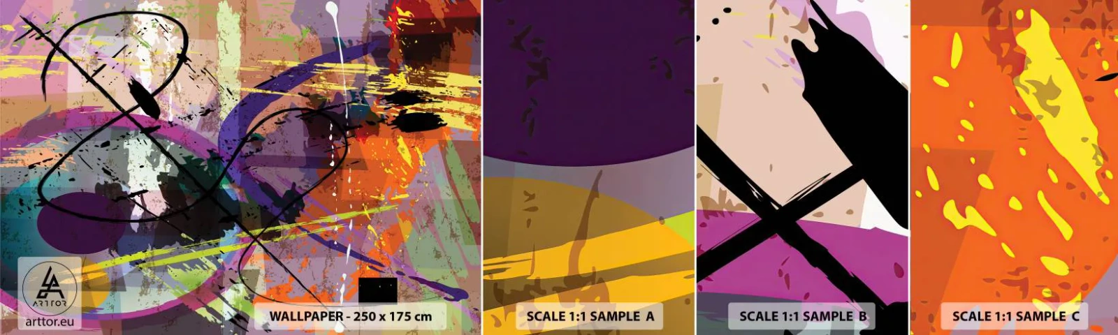 Fototapeten Muster Selbstklebend Deluxe Sticker - Du kannst geradeaus oder umhergehen - Abstraktion, Stück, Modernes Muster - 100x30 cm