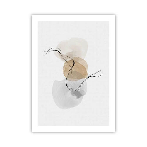 Poster - Eine abstrakte Komposition in neutralen Farben mit zarten Linien. - 50x70cm - Luftperlen - Moderne Wanddekoration für Wohnzimmer und Schlafzimmer ARTTOR