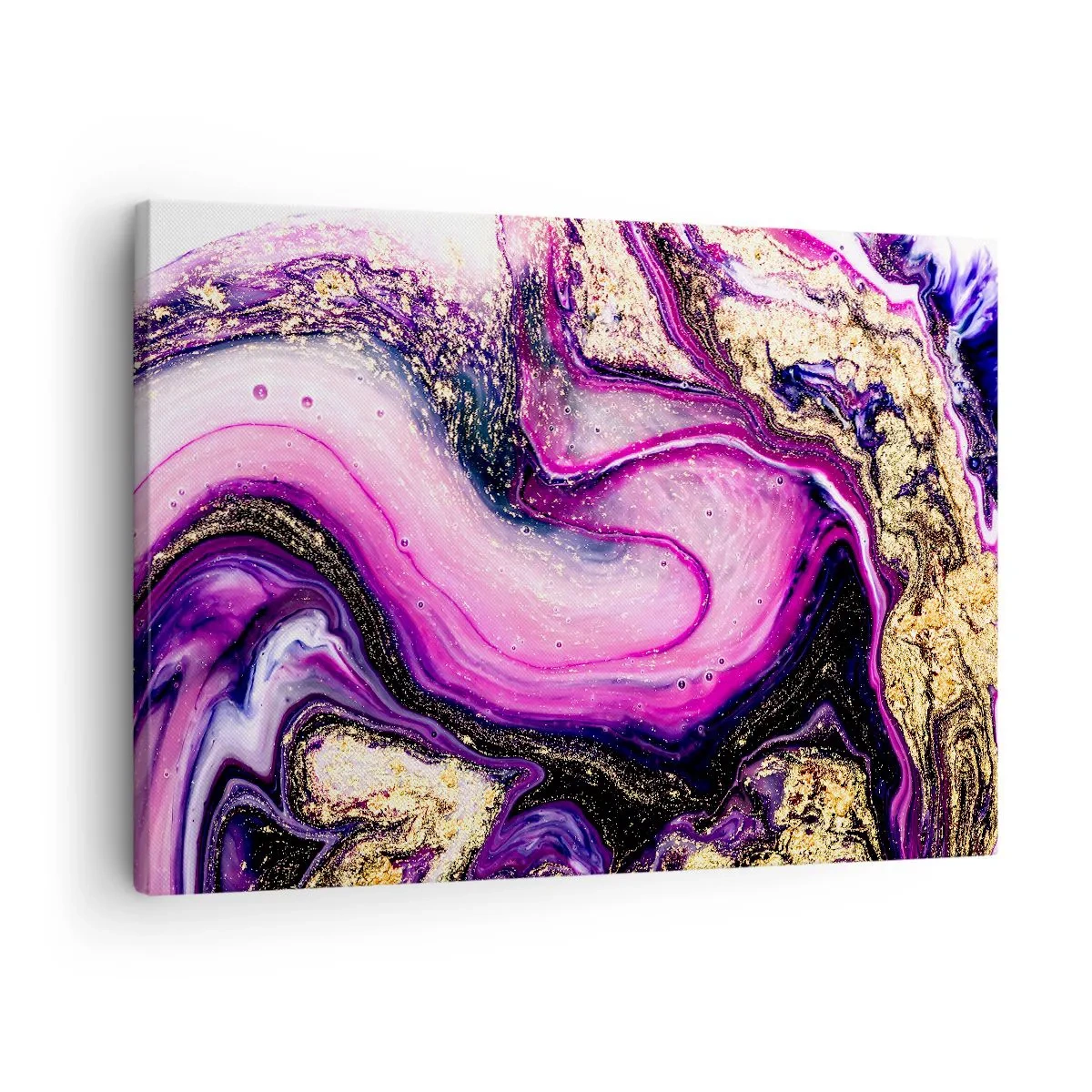 Bild auf Leinwand - Leinwandbild - Abstrakte Wellen in Lila- und Goldtönen - 70x50cm - Ein Moment hinter den Kulissen - Moderne Wanddekoration für Wohnzimmer und Schlafzimmer ARTTOR