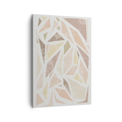 Bild auf Leinwand - Leinwandbild - Abstrakte geometrische Formen in Pastellfarben - 50x70cm - Buntglas-Komposition - Moderne Wanddekoration für Wohnzimmer und Schlafzimmer ARTTOR