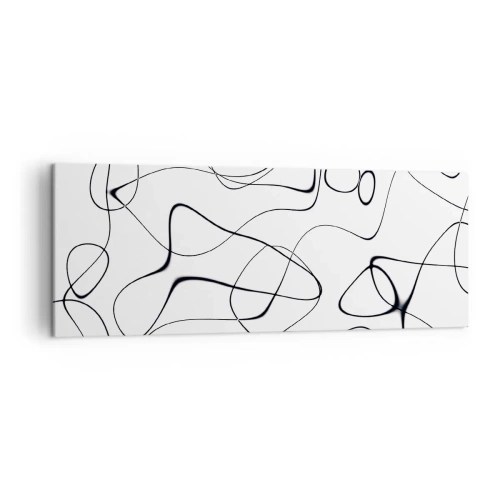 Bild auf Leinwand - Leinwandbild - Abstrakte schwarze Linien auf weißem Hintergrund im minimalistischen Stil - 140x50cm - Lebenswege, Wechselfälle - Moderne Wanddekoration für Wohnzimmer und Schlafzimmer ARTTOR