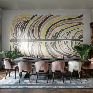 Maßgeschneiderte Fototapete Standard Eco - Abstraktion voller Leben - Boho, Minimalismus, Pastell