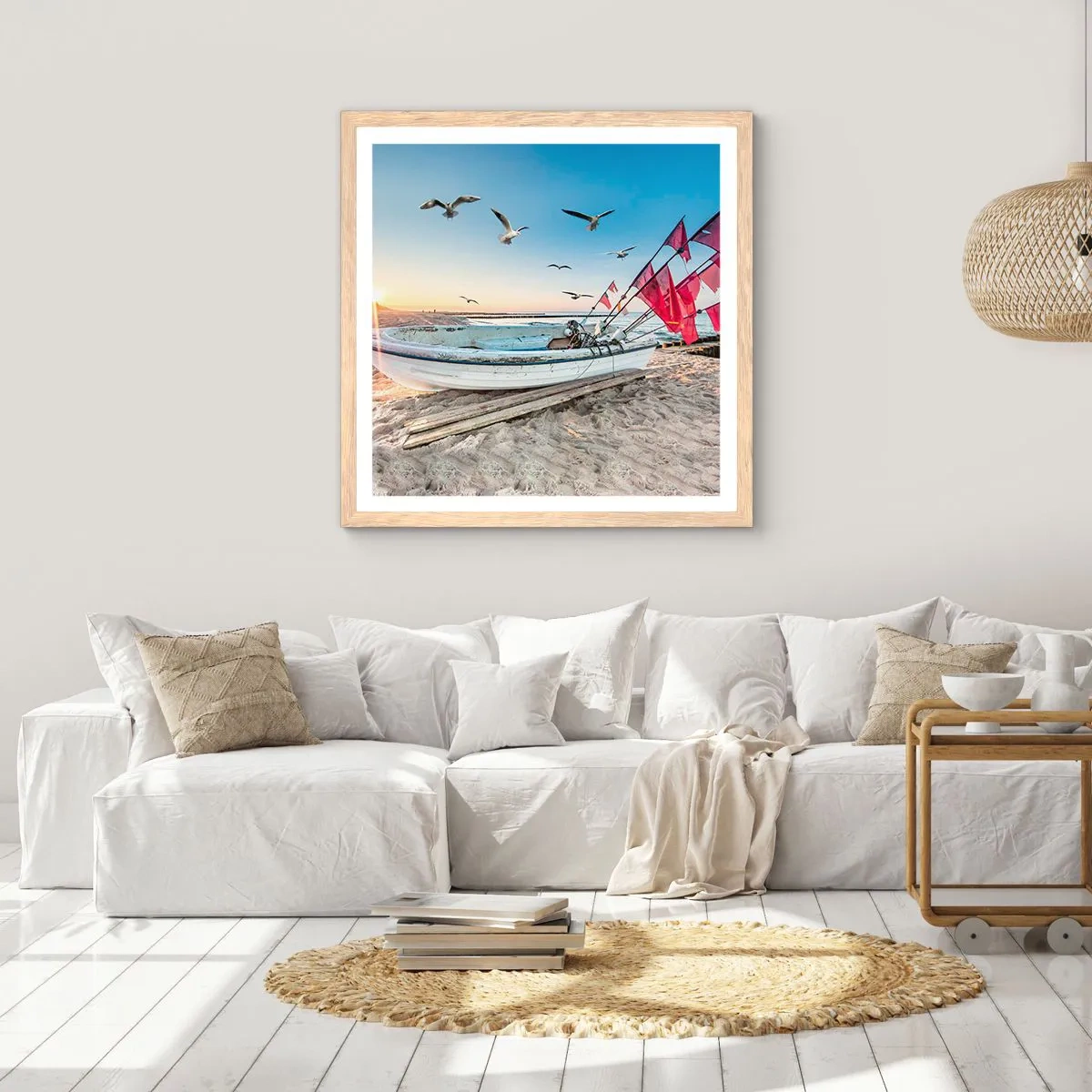 Poster in einem Rahmen aus heller Eiche - Wohlverdiente Ruhe - 30x30 cm