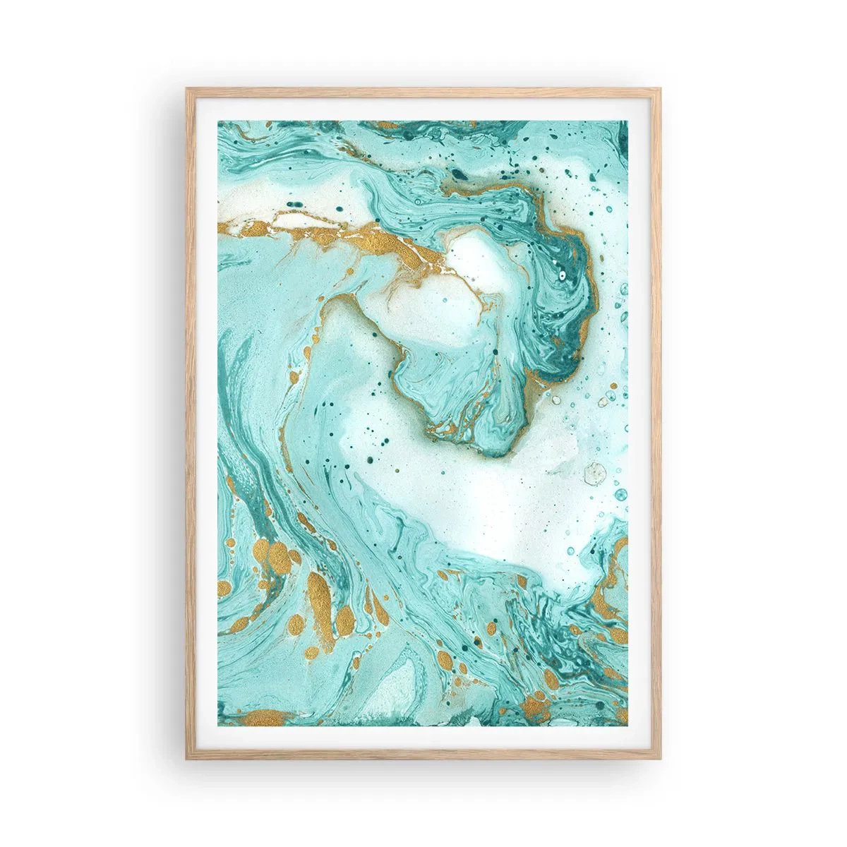 Poster in einem Rahmen aus heller Eiche - Unter der großen Welle der Edo-Ära - 70x100 cm