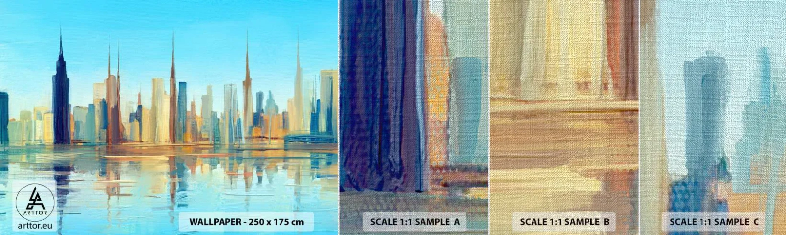 Fototapeten Muster Premium Canvas - Sonnige Metropole - Stadt, Die Architektur, Stück - 100x30 cm