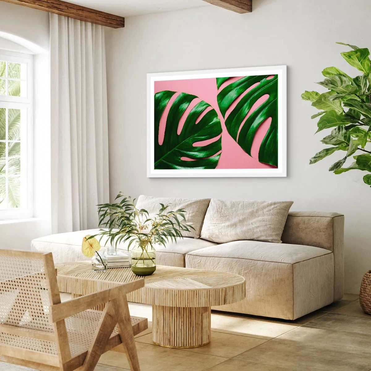 Poster in einem weißen Rahmen - Rendezvous im Grünen - 40x30 cm