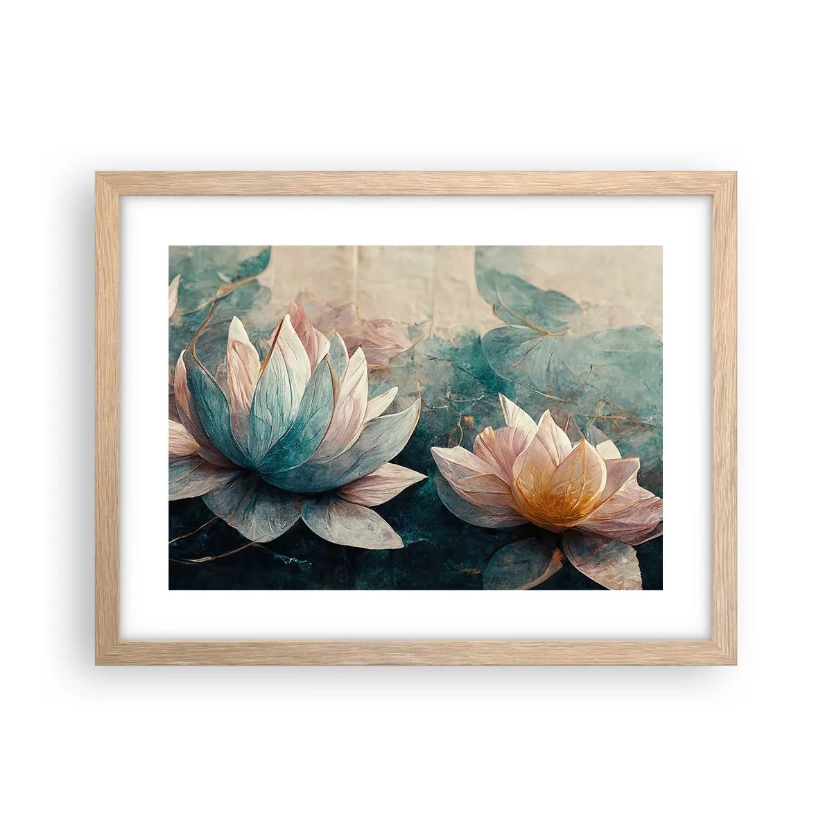 Poster in einem Rahmen aus heller Eiche - Seesterne - 40x30 cm