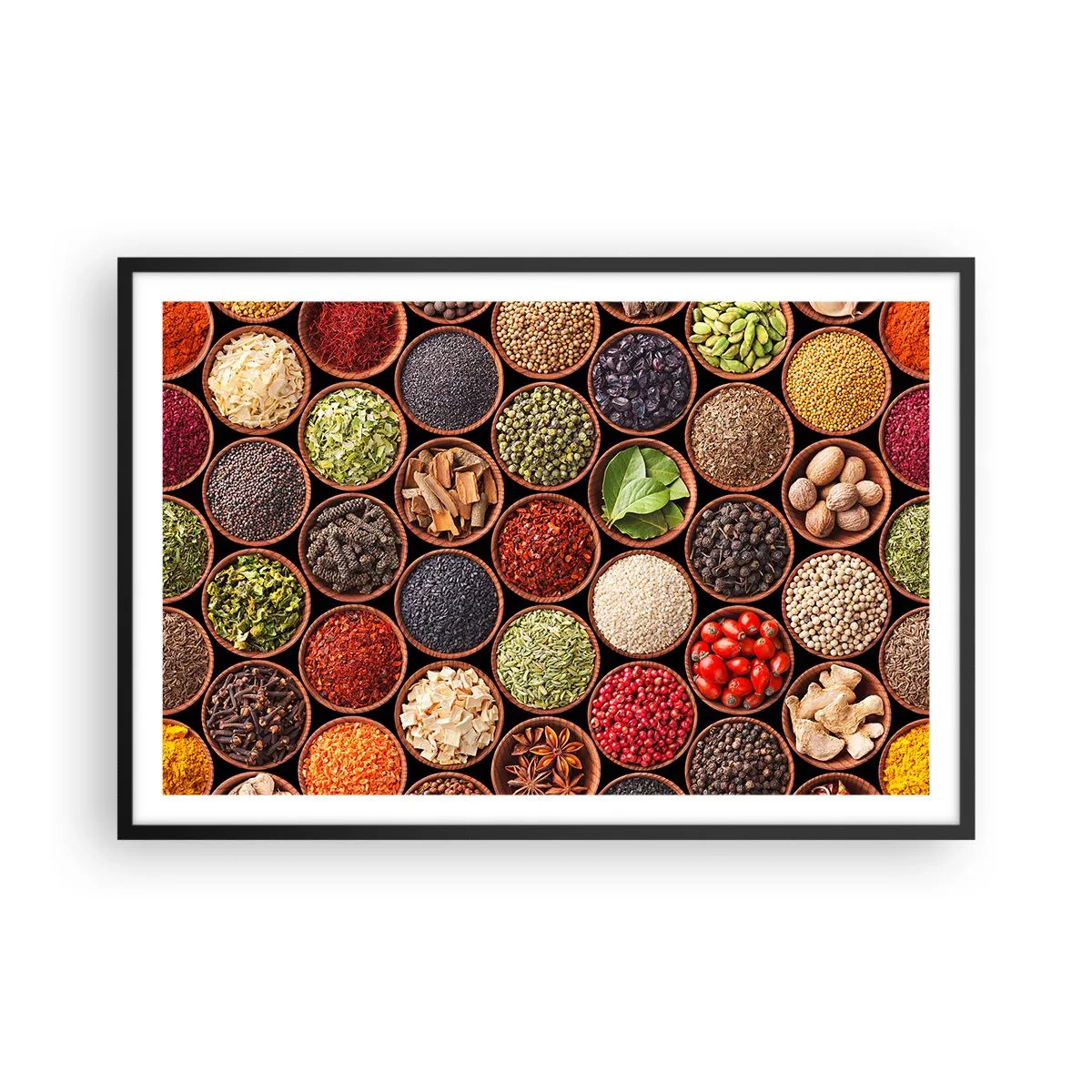 Poster in einem schwarzem Rahmen - Alle Aromen der Welt - 91x61 cm