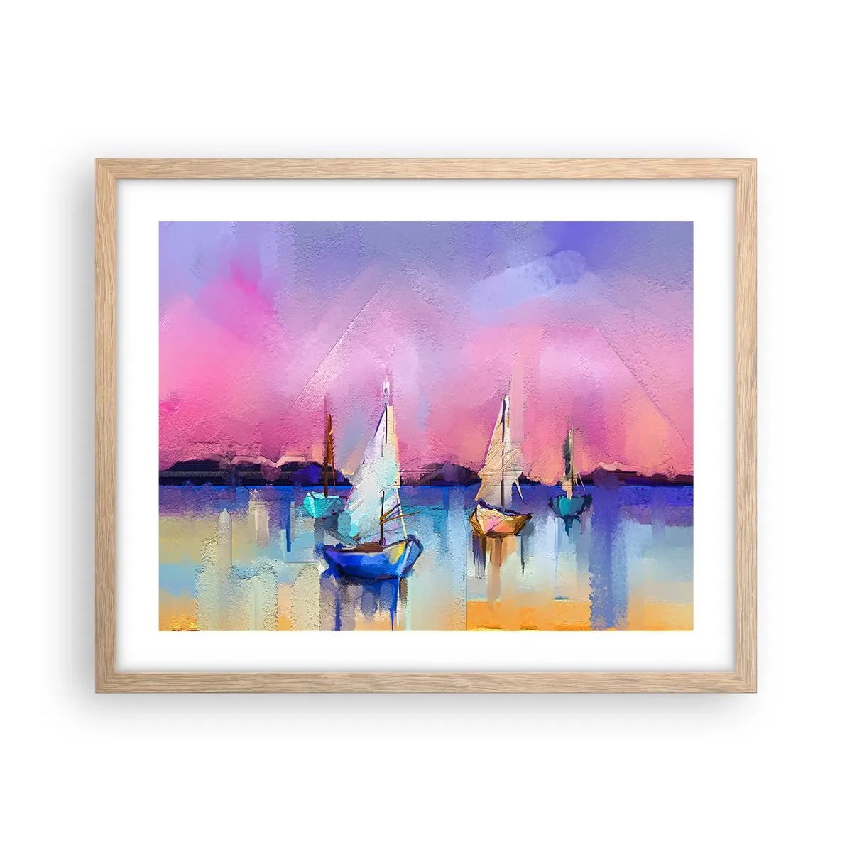 Poster in einem Rahmen aus heller Eiche - Richtung: breites Wasser - 50x40 cm